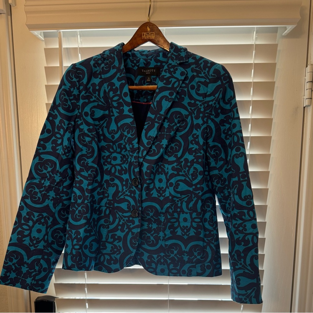 Talbots Women's Vibrant Blue and Black Blazer